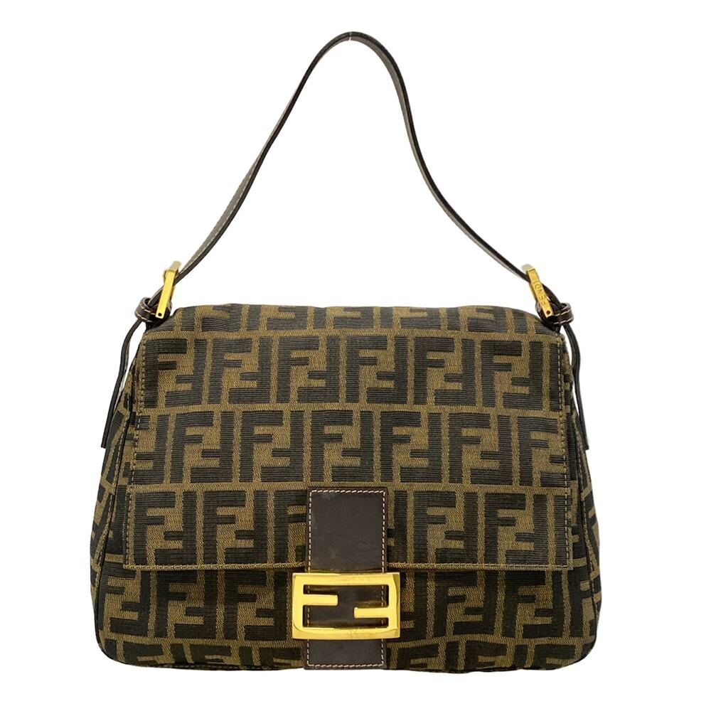 Fendi Mama Bucket Handbag Brown Dark Brown Jacquard Leather